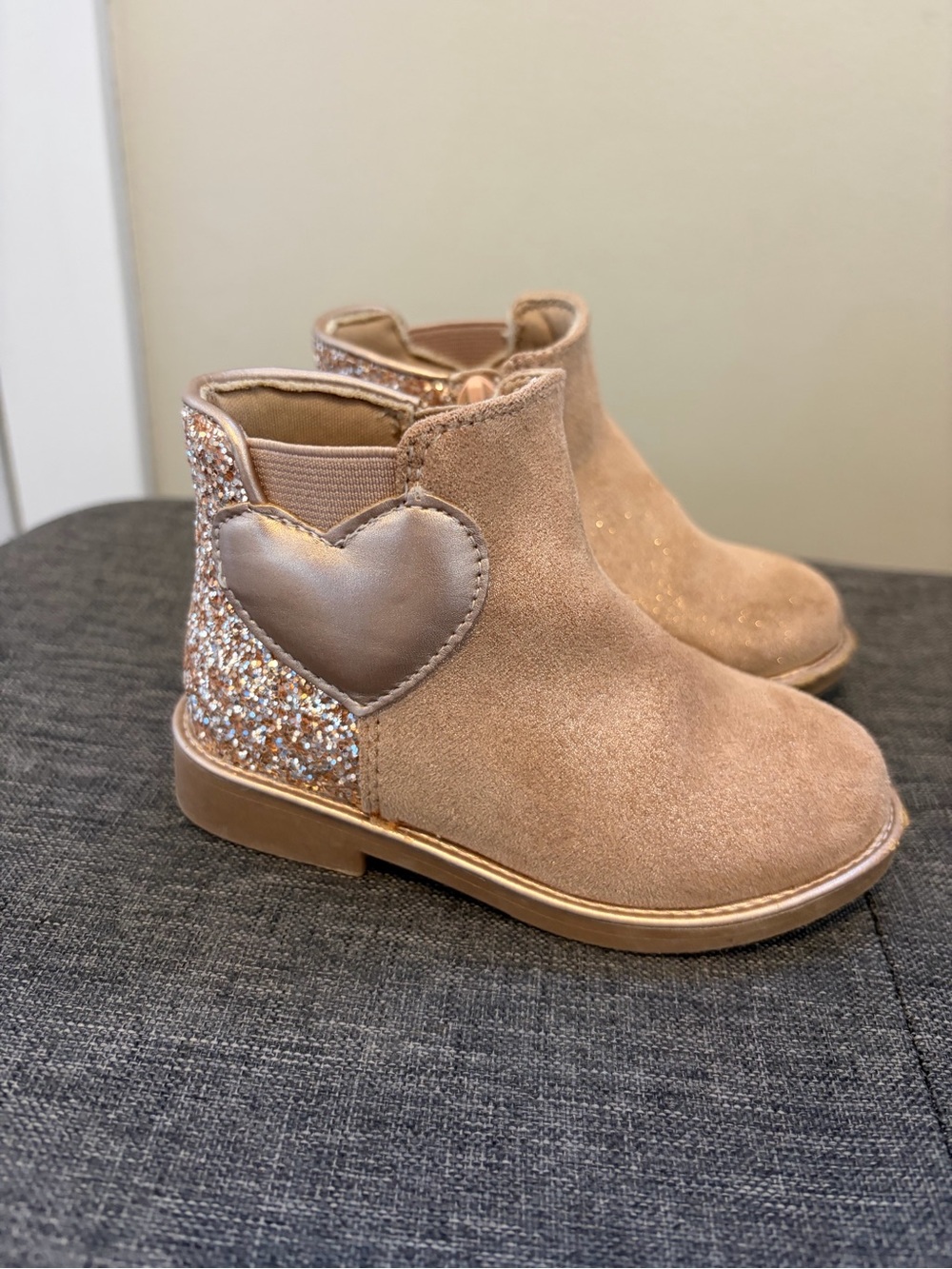 Maggie & Zoe Girls Suede Side-Zip Ankle Boots - Blush Tan - Picture 2 of 3